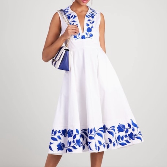 kate spade Dresses & Skirts - Kate Spade Embroidered Zigzag Floral Midi Dress